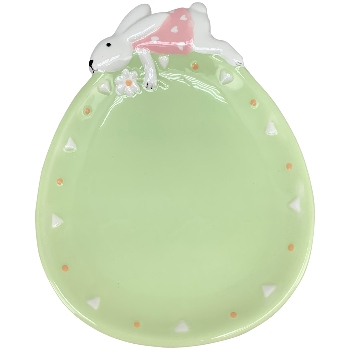 Teller SpringIvory, grün/pink/weiß, Porzellan, 15,4x11,5x2,4 cm