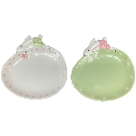 Teller SpringIvory, grün/pink/weiß, Porzellan, 18,8x18,6x2,8 cm