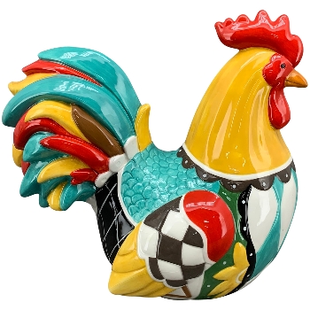 Huhn bariolé, bunt, Porzellan, 27,3x15,6x26,1 cm