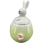 Hase mit Ei SpringIvory, grün/pink/weiß, Porzellan, 10,1x9,5x15,8 cm