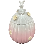 Hase mit Ei SpringIvory, grün/pink/weiß, Porzellan, 12,5x12,5x17,9 cm