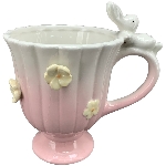 Tasse mit Hase SpringIvory, grün/pink/weiß, Porzellan, 14,1x10,6x14,5 cm