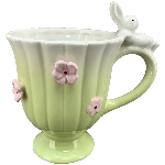Tasse mit Hase SpringIvory, grün/pink/weiß, Porzellan, 14,1x10,6x14,5 cm