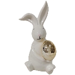 Hase Ivory, weiß/gold, Porzellan, 9,8x9x19,5 cm