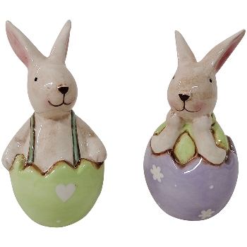 Hase mit Ei SpringIvory, bunt, Dolomite, 5,8x6,5x11,8 cm