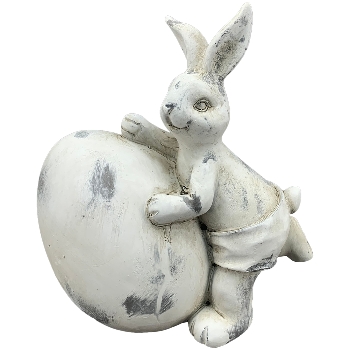 Hase mit Ei Valo, creme, Polyresin, 17,5x10,5x19,5 cm