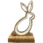 Hase Dost, weiß, Holz, 12x6x20 cm