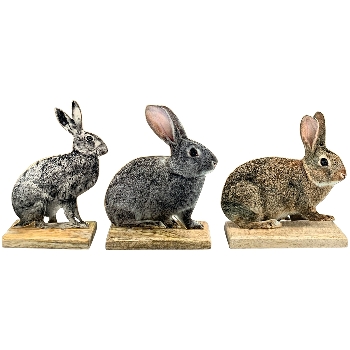 Hase LesFleurs, Metall/Holz, 10x5x14,5 cm