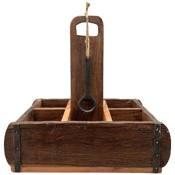 BierKasten mit Flaschenöffner Antiquité, natur, Holz/Metall, 33x20x33 cm