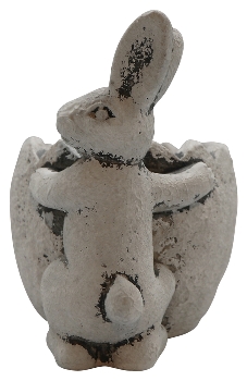 Rabbit with Plant Egg Pot Valo, grey, Cement, 16x15x12,2 cm