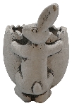 Rabbit with Plant Egg Pot Valo, grey, Cement, 19x17x14,5 cm