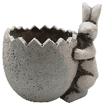 Coniglio con Vaso Uovo Pianta Valo, grigio, Cemento, 19x17x14,5 cm