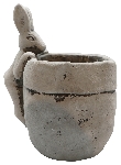 Coniglio con Scatola di Pianta Valo, grigio, Cemento, 13,5x15x9,5 cm