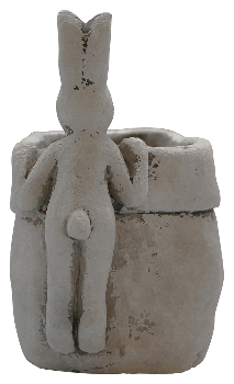 Rabbit with Plant Box Valo, grey, Cement, 16,8x20,5x12,5 cm