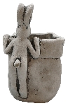 Hase mit PflanzKasten Valo, grau, Cement, 20,7x25x15,6 cm