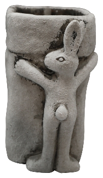 Rabbit with Plant Vase Valo, grey, Cement, 13x17,5x10,5 cm