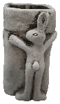 Rabbit with Plant Vase Valo, grey, Cement, 13x17,5x10,5 cm