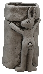 Rabbit with Plant Vase Valo, grey, Cement, 17x23,5x14 cm