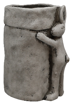 Rabbit with Plant Vase Valo, grey, Cement, 17x23,5x14 cm