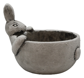 Rabbit with Plant Bowl Valo, grey, Cement, 16x13,7x14 cm