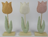 Tulpe Sannie, Filz/Holz, 32x11x5 cm