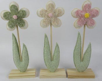Blume Sannie, Filz/Holz, 11x5x31,5 cm