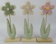 Blume Sannie, Filz/Holz, 11x5x31,5 cm