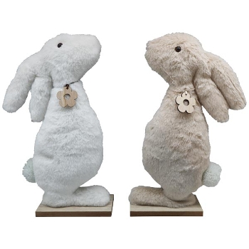 Hase RUNT, weiß/braun, Polyester/MDF, 19x6x36 cm