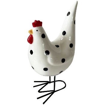 Huhn XOXO, schwarz/weiß, Dolomite, 10x7x12 cm
