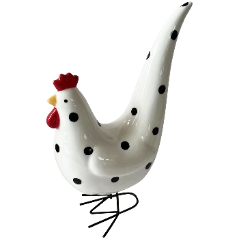 Huhn XOXO, schwarz/weiß, Dolomite, 14,2x8x23 cm
