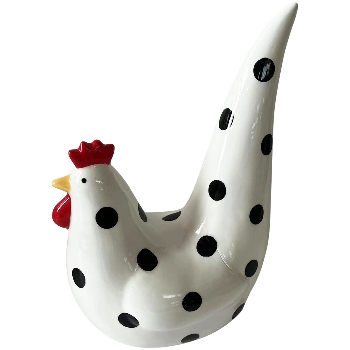 Huhn XOXO, schwarz/weiß, Dolomite, 16,3x10,5x22,5 cm