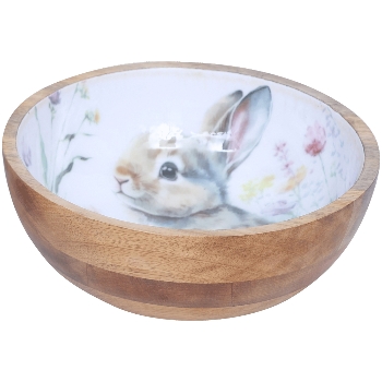 Schüssel Hase LesFleurs, Holz, 25x6x25 cm