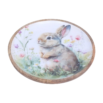 Teller Hase LesFleurs, Holz, 22x2x22 cm