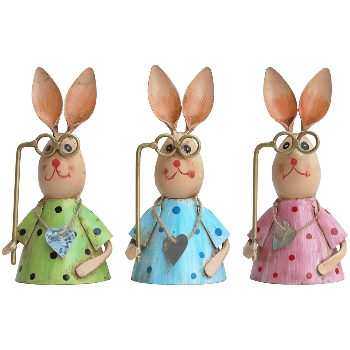 ZaunHocker Hase Kanu, bunt, Metall, 7x6x15 cm