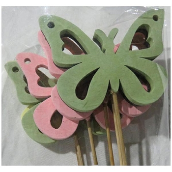 SchmetterlingsStecker Bloom, bunt, Holz, 7 cm