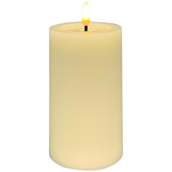 LED Kerze Lumière, creme, Wachs, 7,5x7,5x12,5 cm
