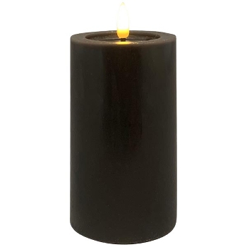 LED Kerze Lumière, schwarz, Wachs, 7,5x7,5x12,5 cm