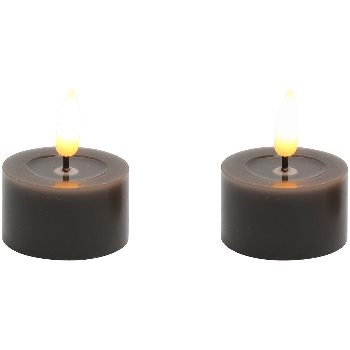 LED TeeLichtSet/2 Lumière, schwarz, Wachs, 4,5x4,5x2,5 cm