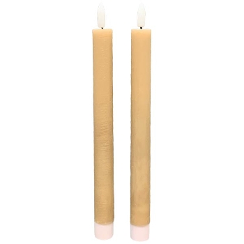 LED StabKerzeSet/2 Lumière, braun, Wachs, 2,2x2,2x22 cm