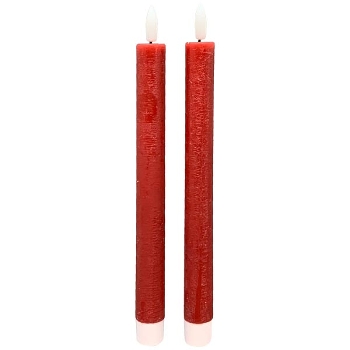 LED StabKerzeSet/2 Lumière, rot, Wachs, 2,2x2,2x22 cm