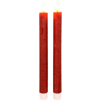 LED StabKerzeSet/2 Lumière, rot, Wachs, 2,2x2,2x22 cm