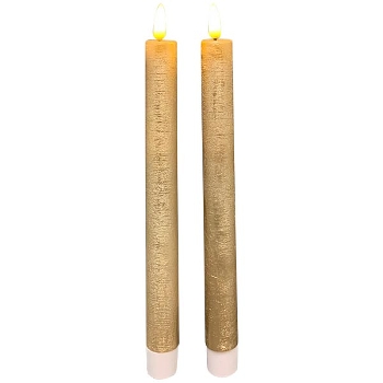 LED StabKerzeSet/2 Lumière, gold, Wachs, 2,2x2,2x22 cm