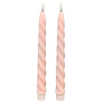 LED StabKerzeSet/2 Lumière, pink, Wachs, 2,2x2,2x22 cm