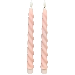 LED StabKerzeSet/2 Lumière, pink, Wachs, 2,2x2,2x22 cm