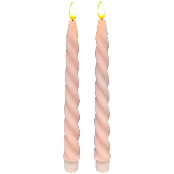 LED StabKerzeSet/2 Lumière, pink, Wachs, 2,2x2,2x22 cm