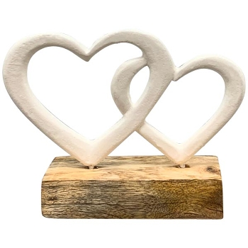 Herz Puri, Holz/Alu, natur/creme, 15x6x13 cm