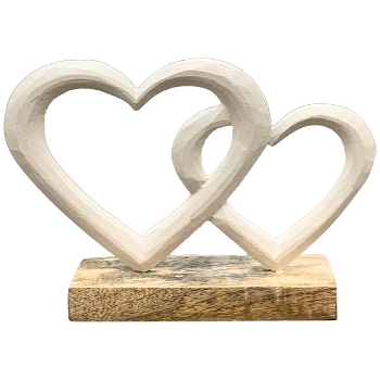 Herz Puri, natur/creme, Holz/Alu, 21x6x22 cm