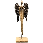 Engel Artisanal, Holz/Metall, natur/silber, 14x7x44 cm