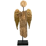 Engel Artisanal, Holz/Metall, natur/gold, 26x6x60 cm