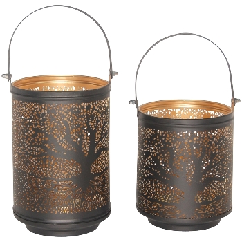 WindLicht Doré, Metall, schwarz/gold, 15x15x25 cm